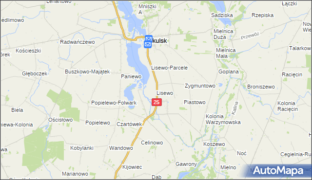 mapa Lisewo gmina Skulsk, Lisewo gmina Skulsk na mapie Targeo