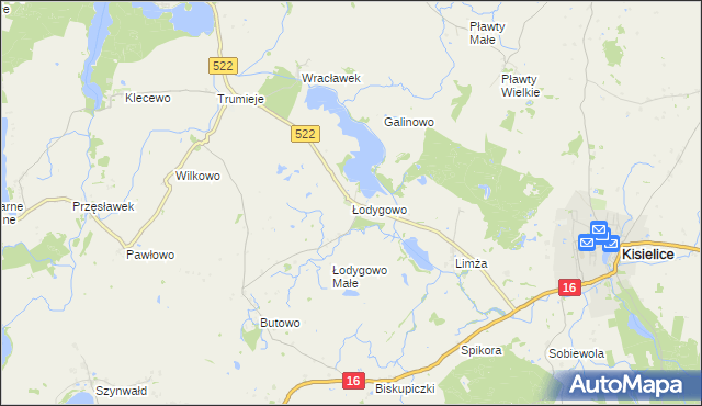 mapa Łodygowo gmina Kisielice, Łodygowo gmina Kisielice na mapie Targeo