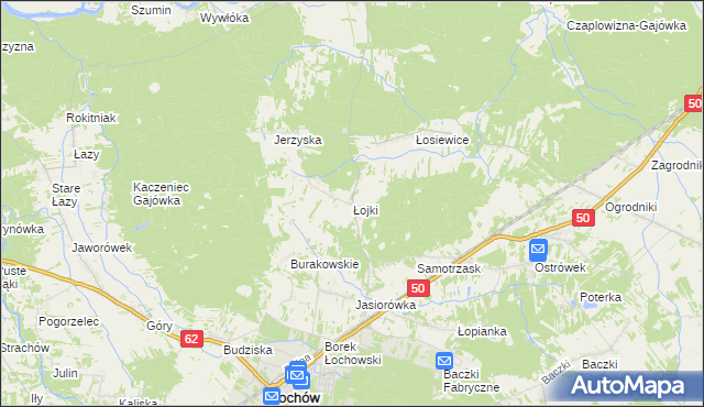 mapa Łojki gmina Łochów, Łojki gmina Łochów na mapie Targeo