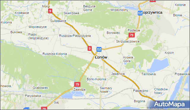 mapa Łoniów, Łoniów na mapie Targeo