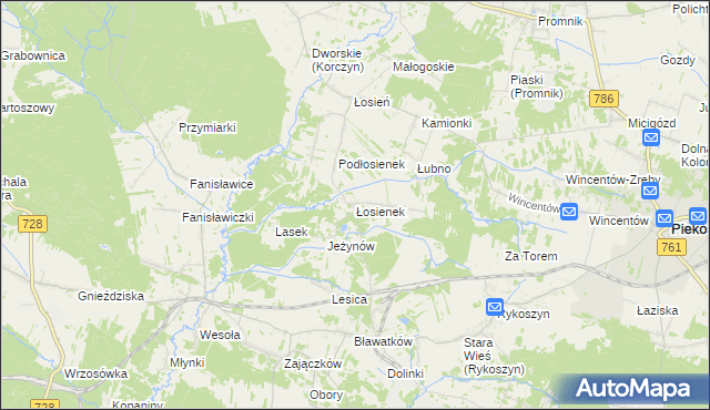 mapa Łosienek, Łosienek na mapie Targeo