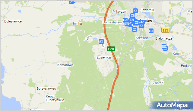 mapa Łozienica, Łozienica na mapie Targeo