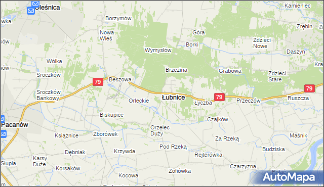 mapa Łubnice powiat staszowski, Łubnice powiat staszowski na mapie Targeo