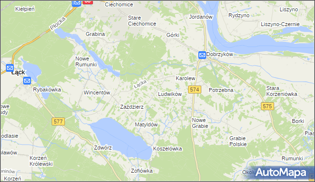 mapa Ludwików gmina Gąbin, Ludwików gmina Gąbin na mapie Targeo