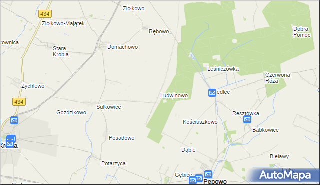 mapa Ludwinowo gmina Pępowo, Ludwinowo gmina Pępowo na mapie Targeo