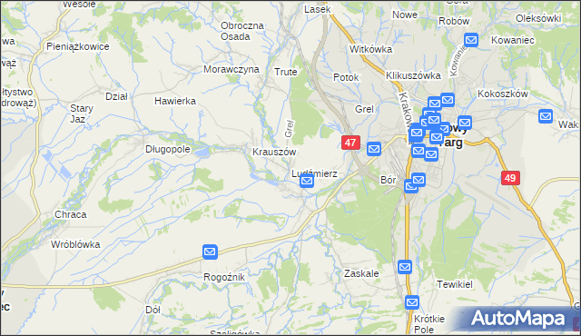 mapa Ludźmierz, Ludźmierz na mapie Targeo