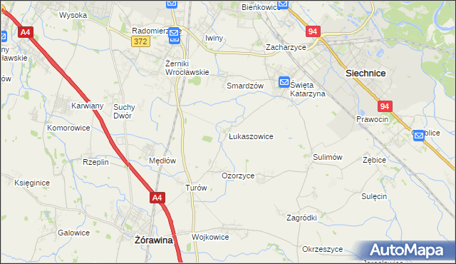 mapa Łukaszowice, Łukaszowice na mapie Targeo