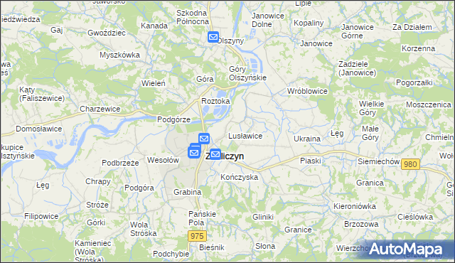 mapa Lusławice gmina Zakliczyn, Lusławice gmina Zakliczyn na mapie Targeo