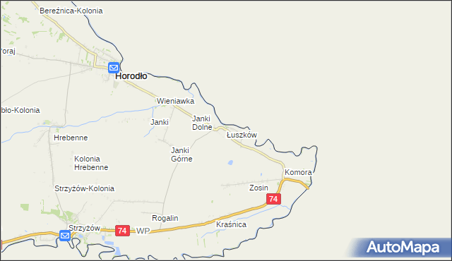 mapa Łuszków, Łuszków na mapie Targeo