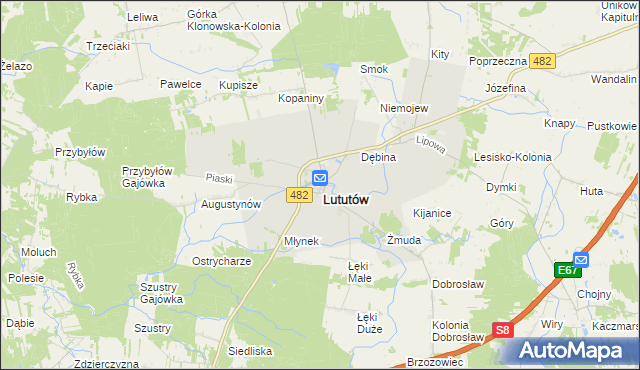 mapa Lututów, Lututów na mapie Targeo