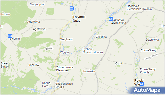 mapa Łychów Gościeradowski, Łychów Gościeradowski na mapie Targeo