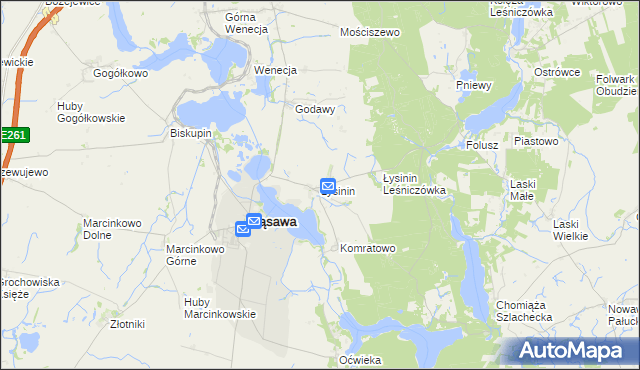 mapa Łysinin gmina Gąsawa, Łysinin gmina Gąsawa na mapie Targeo