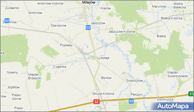 mapa Łysołaje, Łysołaje na mapie Targeo