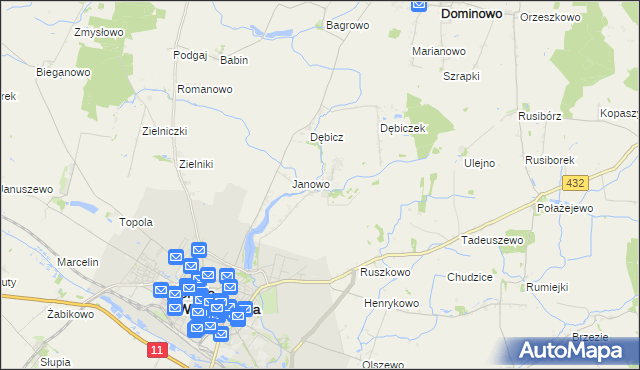 mapa Mączniki gmina Środa Wielkopolska, Mączniki gmina Środa Wielkopolska na mapie Targeo