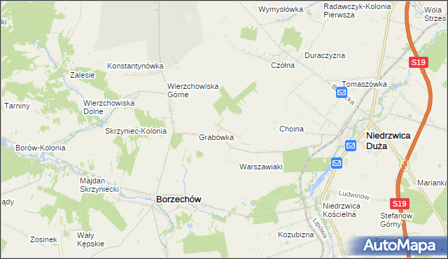 mapa Majdan Borzechowski, Majdan Borzechowski na mapie Targeo