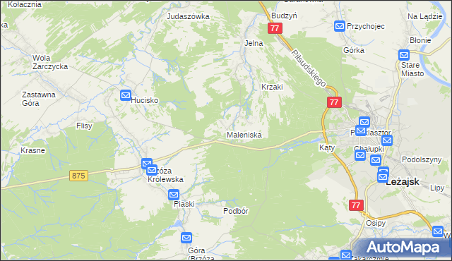 mapa Maleniska gmina Leżajsk, Maleniska gmina Leżajsk na mapie Targeo