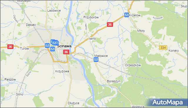 mapa Małowice, Małowice na mapie Targeo