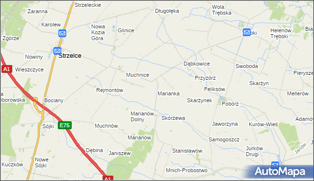 mapa Marianka gmina Strzelce, Marianka gmina Strzelce na mapie Targeo