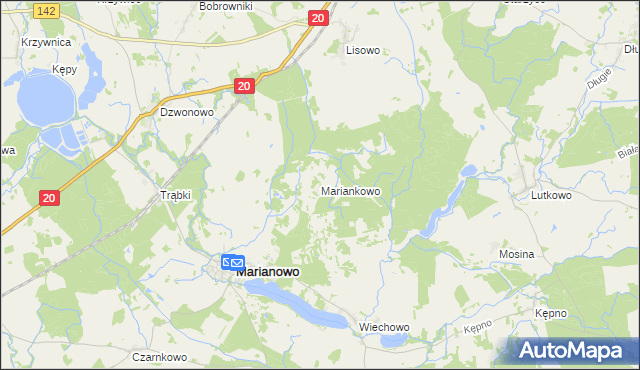 mapa Mariankowo gmina Marianowo, Mariankowo gmina Marianowo na mapie Targeo