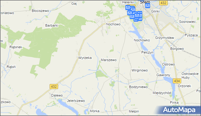 mapa Marszewo gmina Śrem, Marszewo gmina Śrem na mapie Targeo