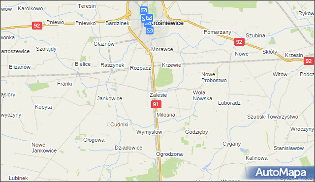 mapa Marynin gmina Krośniewice, Marynin gmina Krośniewice na mapie Targeo