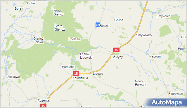 mapa Marynowo gmina Ostróda, Marynowo gmina Ostróda na mapie Targeo