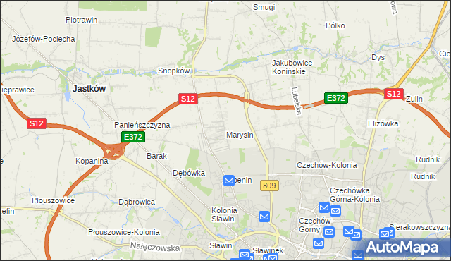 mapa Marysin gmina Jastków, Marysin gmina Jastków na mapie Targeo