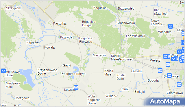 mapa Marzęcin, Marzęcin na mapie Targeo