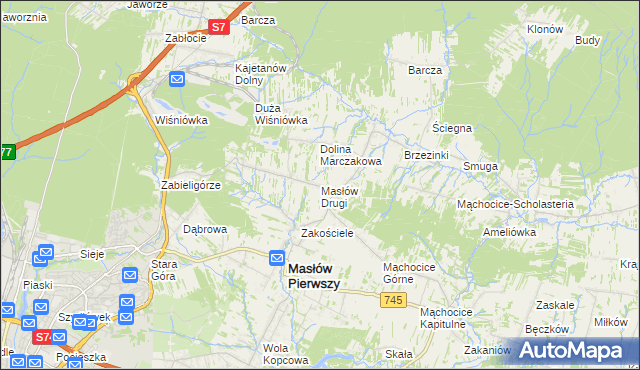 mapa Masłów Drugi, Masłów Drugi na mapie Targeo