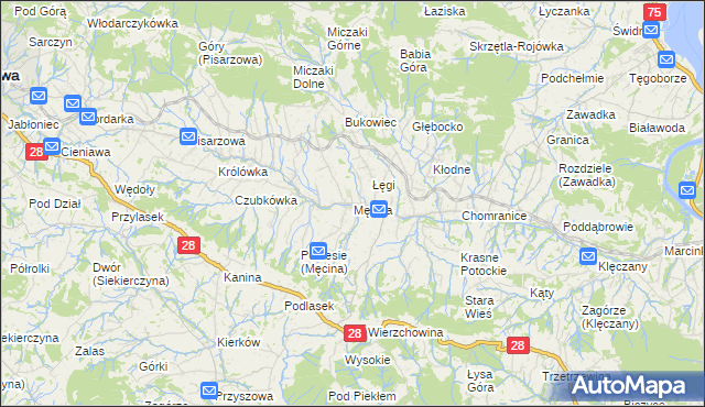 mapa Męcina, Męcina na mapie Targeo