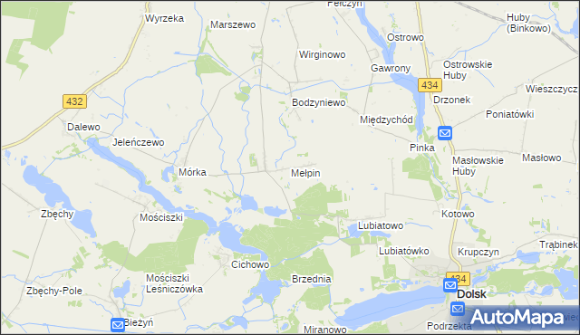 mapa Mełpin, Mełpin na mapie Targeo