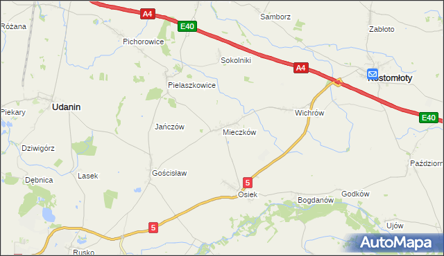 mapa Mieczków gmina Kostomłoty, Mieczków gmina Kostomłoty na mapie Targeo