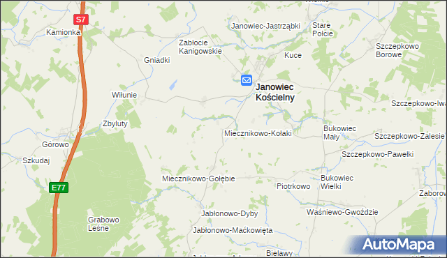 mapa Miecznikowo-Kołaki, Miecznikowo-Kołaki na mapie Targeo