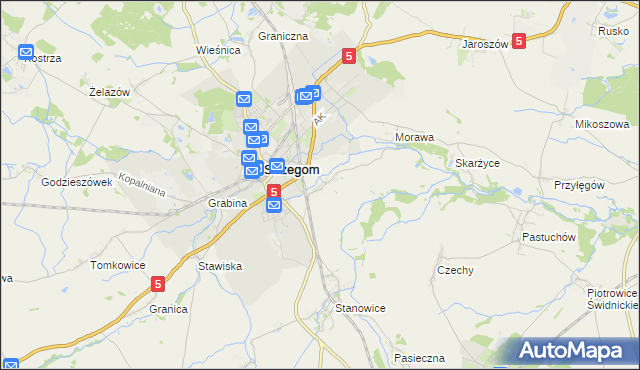 mapa Międzyrzecze gmina Strzegom, Międzyrzecze gmina Strzegom na mapie Targeo