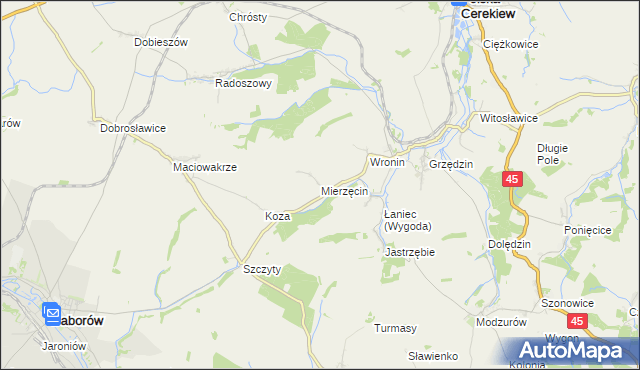 mapa Mierzęcin gmina Polska Cerekiew, Mierzęcin gmina Polska Cerekiew na mapie Targeo