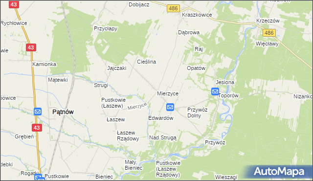 mapa Mierzyce, Mierzyce na mapie Targeo