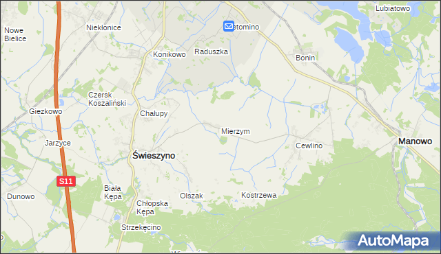 mapa Mierzym, Mierzym na mapie Targeo