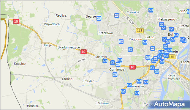 mapa Mierzyn gmina Dobra (Szczecińska), Mierzyn gmina Dobra (Szczecińska) na mapie Targeo