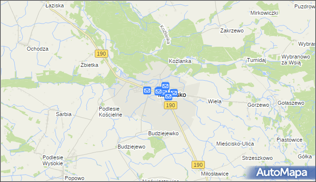 mapa Mieścisko powiat wągrowiecki, Mieścisko powiat wągrowiecki na mapie Targeo