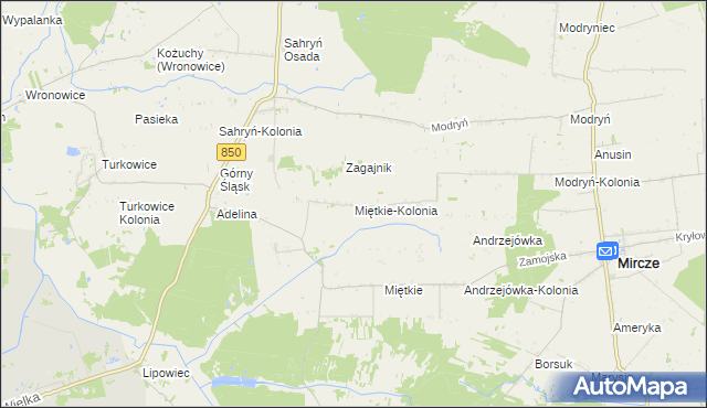 mapa Miętkie-Kolonia, Miętkie-Kolonia na mapie Targeo