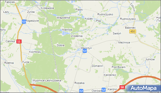 mapa Mikorzyn gmina Kępno, Mikorzyn gmina Kępno na mapie Targeo