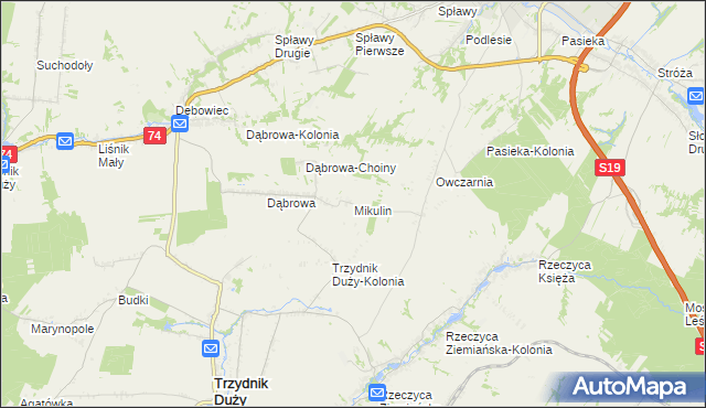 mapa Mikulin gmina Kraśnik, Mikulin gmina Kraśnik na mapie Targeo