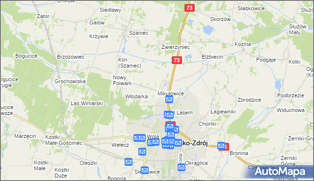 mapa Mikułowice gmina Busko-Zdrój, Mikułowice gmina Busko-Zdrój na mapie Targeo