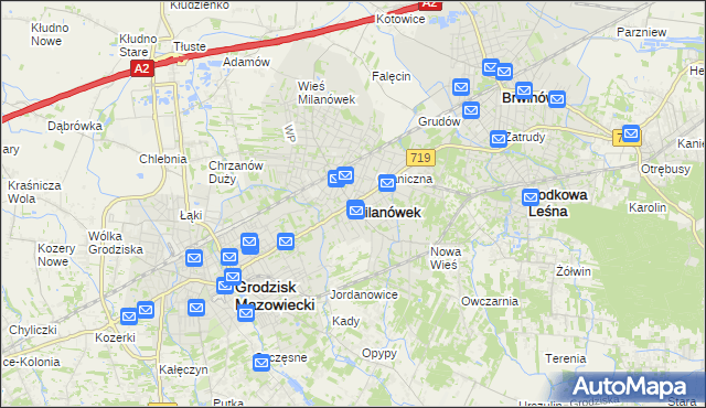 mapa Milanówek, Milanówek na mapie Targeo