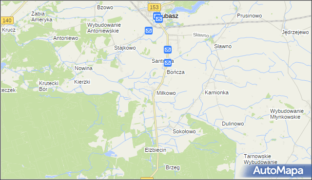 mapa Miłkowo gmina Lubasz, Miłkowo gmina Lubasz na mapie Targeo