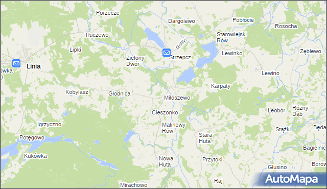 mapa Miłoszewo, Miłoszewo na mapie Targeo