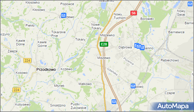 mapa Miszewo gmina Żukowo, Miszewo gmina Żukowo na mapie Targeo