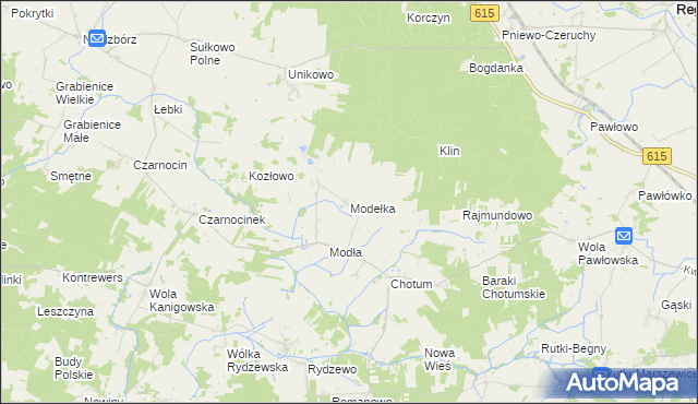 mapa Modełka, Modełka na mapie Targeo