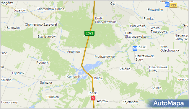 mapa Modrzejowice, Modrzejowice na mapie Targeo