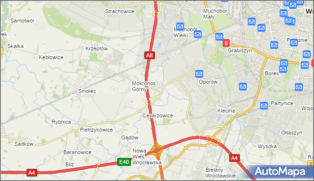 mapa Mokronos Dolny, Mokronos Dolny na mapie Targeo